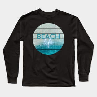 Beach Life - Teal & Pearl Acrylic Fluid Pour Long Sleeve T-Shirt